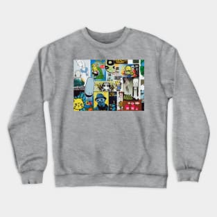 Street Art Stickers / Blue Crewneck Sweatshirt